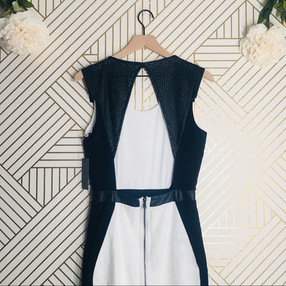La Pina | NWT Color Block Dress w/ Leather Detail - Picture 4 of 7